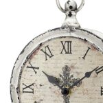 Stonebriar Large 12 Inch Decorative Battery Operated Table Top Clock with Roman Numerals and Antique Finish, 12″, Worn White