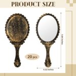 20 Pcs Vintage Handheld Mirrors Portable Hand Mirror Vintage Embossed Flower Retro Hand Held Mirror with Handle Compact Makeup Mirror for Women Girl Face Makeup Travel (Vintage)