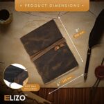 ELIZO Vintage Leather Journal Notebook for Men – 8 x 6 Book of Shadows Vintage Paper Leather Bound Journal for Women Antique Thick Aged Deckled Edge Paper, Blank Leather Sketchbook Drawing Writing