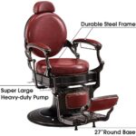 BarberPub Heavy Duty Metal Vintage Barber Chair All Purpose Hydraulic Recline Salon Beauty Spa Chair Styling Equipment 9201 (Red)