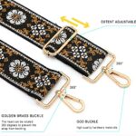 PAXMATE Purse Strap 1.97″ Wide Replacement Crossbody Strap Handbag Guitar Strap Purse Shoulder Strap Adjustable Retro Jacquard (Vintage Whtie Flower)