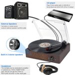 Vinyl Record Player Turntable with Built-in Bluetooth Receiver & 2 Stereo Speakers, 3 Speed 3 Size Portable Retro Record Player for Entertainment and Home Decoration