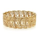 1928 Jewelry Vintage Lace Half-Circle Filigree Stretch Bracelet, 7″