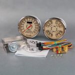 New Vintage USA Gauge Kit, Woodward, Analog, Fuel Level/Oil Pressure/Speedometer/Tachometer/Voltmeter/Water Temperature, Beige Face, Kit (37215-02)