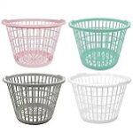 Evou Set of 4 Lightweight Plastic (Many Colors) 1 Bushel Round Laundry Baskets Hampers (Multicolor 9)