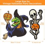 Vintage Halloween Decorations- 12 Pieces Large Size Halloween Cutouts, Durable Cardboard Classic Artwork Cut Outs Old Style Halloween Elements Posters for Halloween Window Wall Decor and Supplies