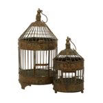 Deco 79 Metal Round Birdcage with Latch Lock Closure and Top Hook, Set of 2 24″, 16″H, Bronze