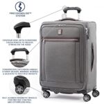 Travelpro Platinum Elite Softside Expandable Luggage, 8 Wheel Spinner Suitcase, TSA Lock, Men and Women, Vintage Grey, Checked-Medium 25-Inch