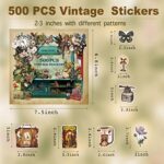 500PCS Vintage Stickers for Adults and Kids, OHMZPERE Scrapbook Stickers Aesthetic for Scrapbook Journaling, Vintage Scrapbooking Supplies, Vinyl Bullet Junk Journal Stickers for Scrapbook Journal