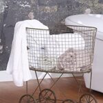 Creative Co-Op Vintage Reproduction Metal Laundry Basket on Wheels, Rust