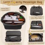 RAINSMORE Mens Messenger Bag 17-17.3 Inch Vintage Canvas Briefcase Water-resistant Large Computer Laptop Bag Rugged Satchel Shoulder Bag for Work Travel, Bookbag for College