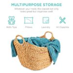 Best Choice Products Large Vintage Laundry Basket Multipurpose Hyacinth Storage Basket, Handwoven French-Style Organizer Tote for Bedroom, Living Room, Bathroom, w/Handles – Natural