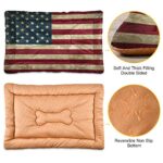 KEEPREAL Vintage American Flag Dog Bed Cat Bed, Rectangle Comfortable Pet Bed, Ultra Soft Calming Dog Bed for Small Medium Large Dogs, 36x24in
