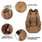 lulusnie Lunlopik Canvas Backpack Vintage Rucksack Backpack for Men Women, Laptop Backpack Fits 15.6 Inch Computer College Work Travel Bag Daypack, Brown