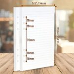 Vintage A5 6-Ring Blank Binder Planner Inserts – Thick Handmade Antiqued Blank Loose Leaf A5 Paper Refills Compatible with Filofax, 6 Hole, 35 Sheets, 70 Pages – 8 1/4 x 5 5/8″