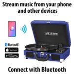 Victrola Vintage 3-Speed Bluetooth Portable Suitcase Record Player with Built-in Speakers | Upgraded Turntable Audio Sound| Includes Extra Stylus | Cobalt Blue, 1SFA (VSC-550BT-COB)