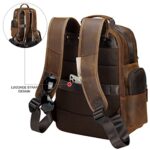 TIDING Men’s Vintage Leather Backpack 15.6″ Laptop Bag Large Capacity Business Travel Hiking Shoulder Daypacks Light Brown