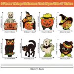 8 Pieces Halloween Yard Signs Vintage Lawn Decorations with Stakes Sturdy Corrugated Plastic Outdoor Decorations Witch Black Cat Pumpkin Ghost Owl Skeleton Garden Signs for Scary Halloween Party