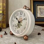 Maxspace Classic Vintage Clock – Elegant and Decorative Analog Silent Non-Ticking Table Clock with Distressed Metal Frame for Office, Living Room or Bedroom