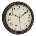 Foxtop 14 Inch Wall Clock Battery Operated Silent Non-Ticking Classic Vintage Retro Wall Clock Decorative for Office Living Room Kitchen Home (Bronze)