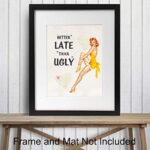 Funny Vintage 1950s Pinup Girl Bathroom Home Decor Print – 8×10 Retro Wall Art Decoration for Bath, Bedroom – Cute Unique Gift for Women, Woman, Her or Girls – Unframed