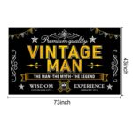 Vintage Man Birthday Banner Decorations for Men, Black Gold Vintage Themed Happy Birthday Backdrop Sign Party Supplies, 30th 40th 50th 60th 70th 80th Bday Party Photo Booth Background Poster Decor