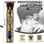 WSQIWNI Hair Clippers for Men, Upgraded Zero Gapped Hair Trimmers T Blade Trimmers Haircut, Hair Clippers with Rechargeable LED Display Cordless Electric Trimmers (Vintage Gold)