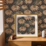 HAOKHOME 93292 Vintage Peel and Stick Wallpaper Floral Brown/PeachPuff/Green Daisy Wall Decor Home Bathroom Boho Decor 17.7in x 9.8ft