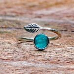 Recycled Vintage Mason Jar Sterling Silver Leaf Ring