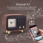 BEW Retro Wooden Bluetooth Alarm Clock – Vintage Speaker with Silent Function – Ideal for Bedroom, Nightstand, and Office Table – Compact Design – Compatible with Smartphones Idea