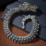 Dinfix Vintage Men’s Bracelet Punk Domineering Dragon Bracelet, Men’s Bracelet Keel Metal Bracelet (Men’s Bracelet, Dragon Bracelet, 8.66in, Silver)
