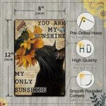 Black Cat Decor Tin Signs Vintage – You are My Sunshine My Only Sunshine – Funny Cat Tin Sign Sunflower Black Cat Gift, Vintage Metal Sign Retro Wall Decor for Bathroom, Home Decor, Restroom, Bedroom 8X12inches
